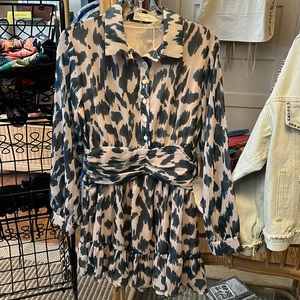 Teal Leopard Flirty Dress